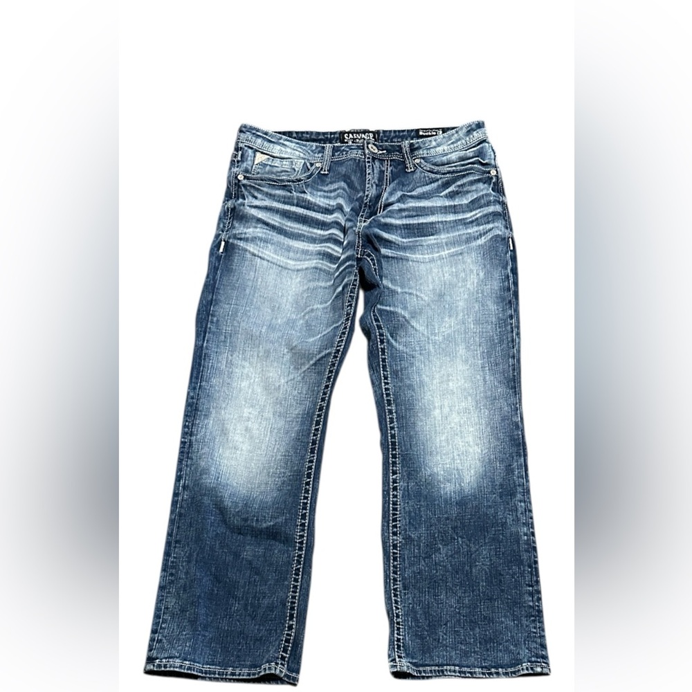 Salvage Men's Faded Blue Relaxed Straight Jeans